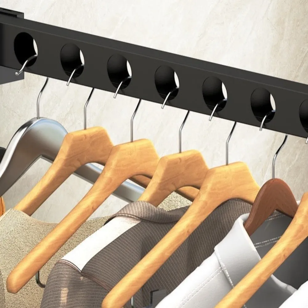 6/8/10 Holes Wall Mounted Clothes Hanger Stainless Steel Non-Punching Drying Rack Space Saving Foldable Clothes Drying Hanger