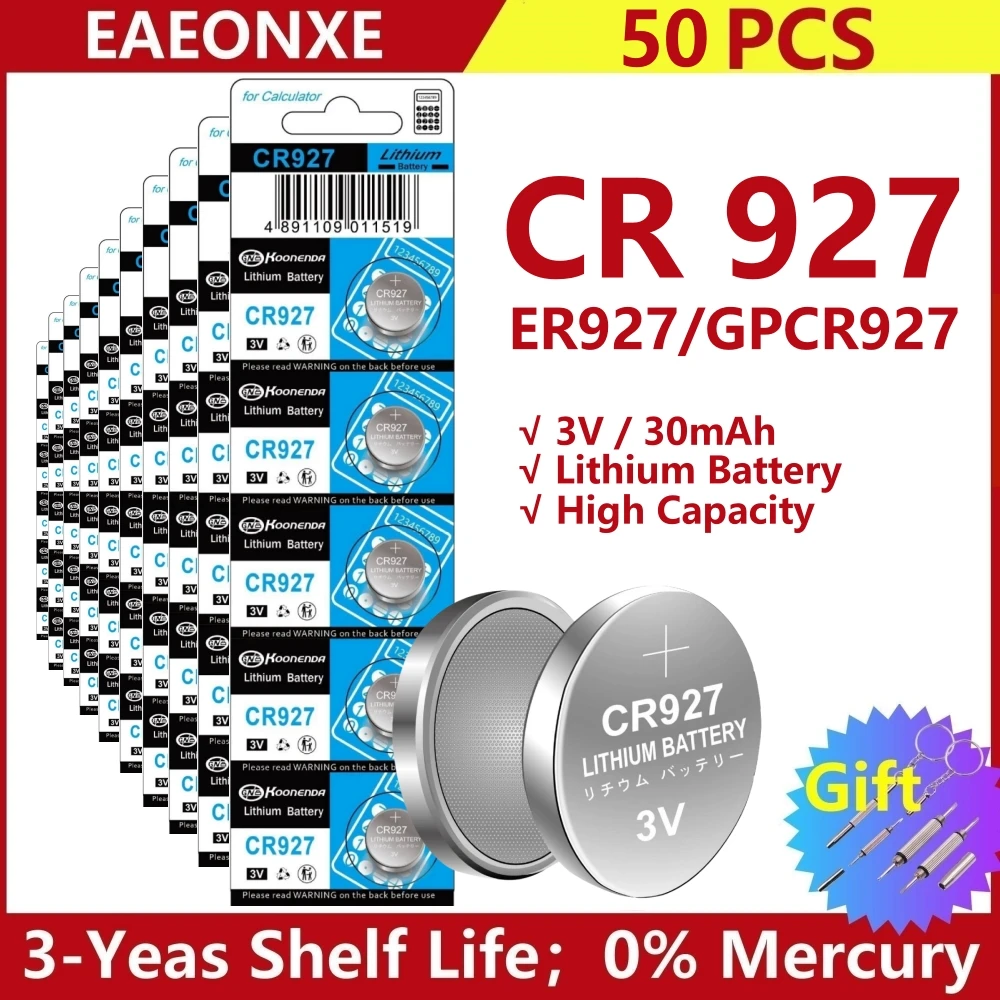 50pcs CR927 Button Cell Batteries 927 3V Lithium Batteries for Remote Toys Watch Battery