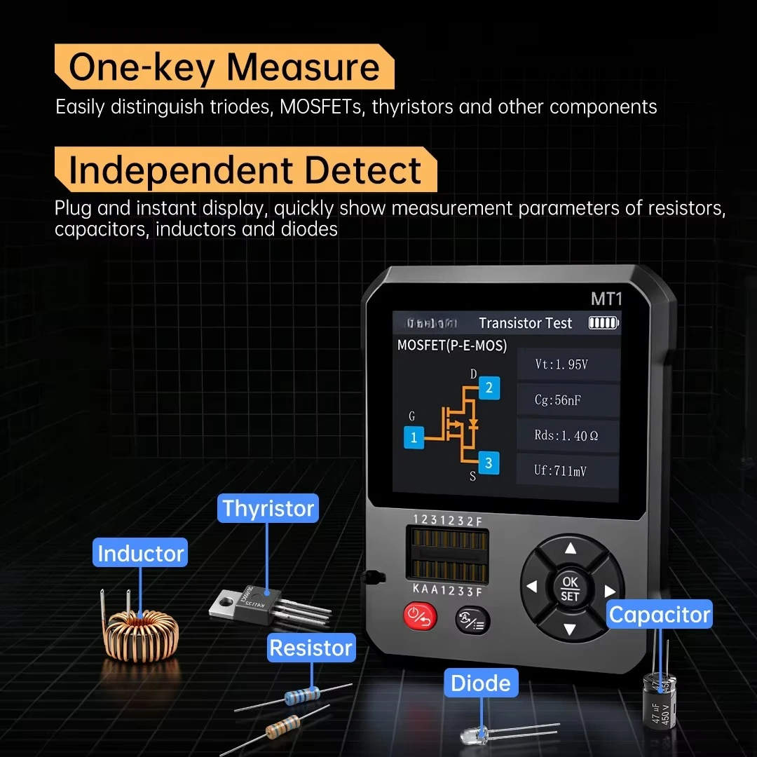 MT1 Transistor Tester LCR ESR Meter Diode Triode Capacitance Resistance Meter IR Multifunction Tester Multimeter