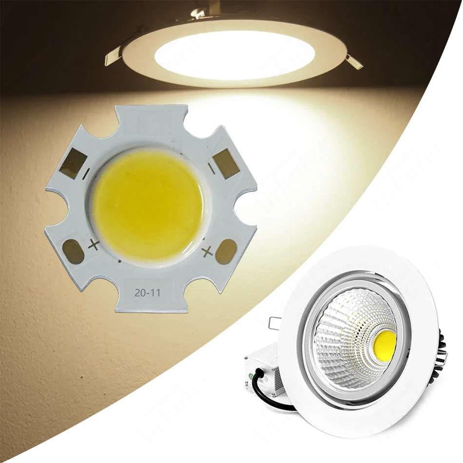 LED COB 칩 표면 광원 3W 5W 7W 9W 10W 12W 20W 30W 50W 알루미늄 기판, 14mm 19mm 20mm 28mm 정전류 램프