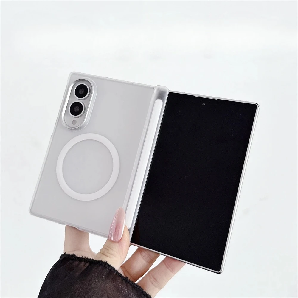 For Samsung Galaxy Z Fold 8 Ultra Fold 8 7 6 5 Matte Frosted Semi Transparent Case For Magsafe With Hinge Protection Back Cover