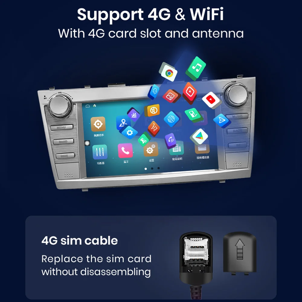CHSTEK Android 14 CarPlay Car Stereo For Toyota Camry XV40 Aurion 2006-2011 GPS Navi Android Auto DSP WiFi Bluetooth RDS Radio view 3