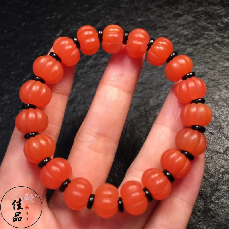 Natural South Pumpkin Beads Bracelet Single Circle Baoshan Red Agate Quantity Discount