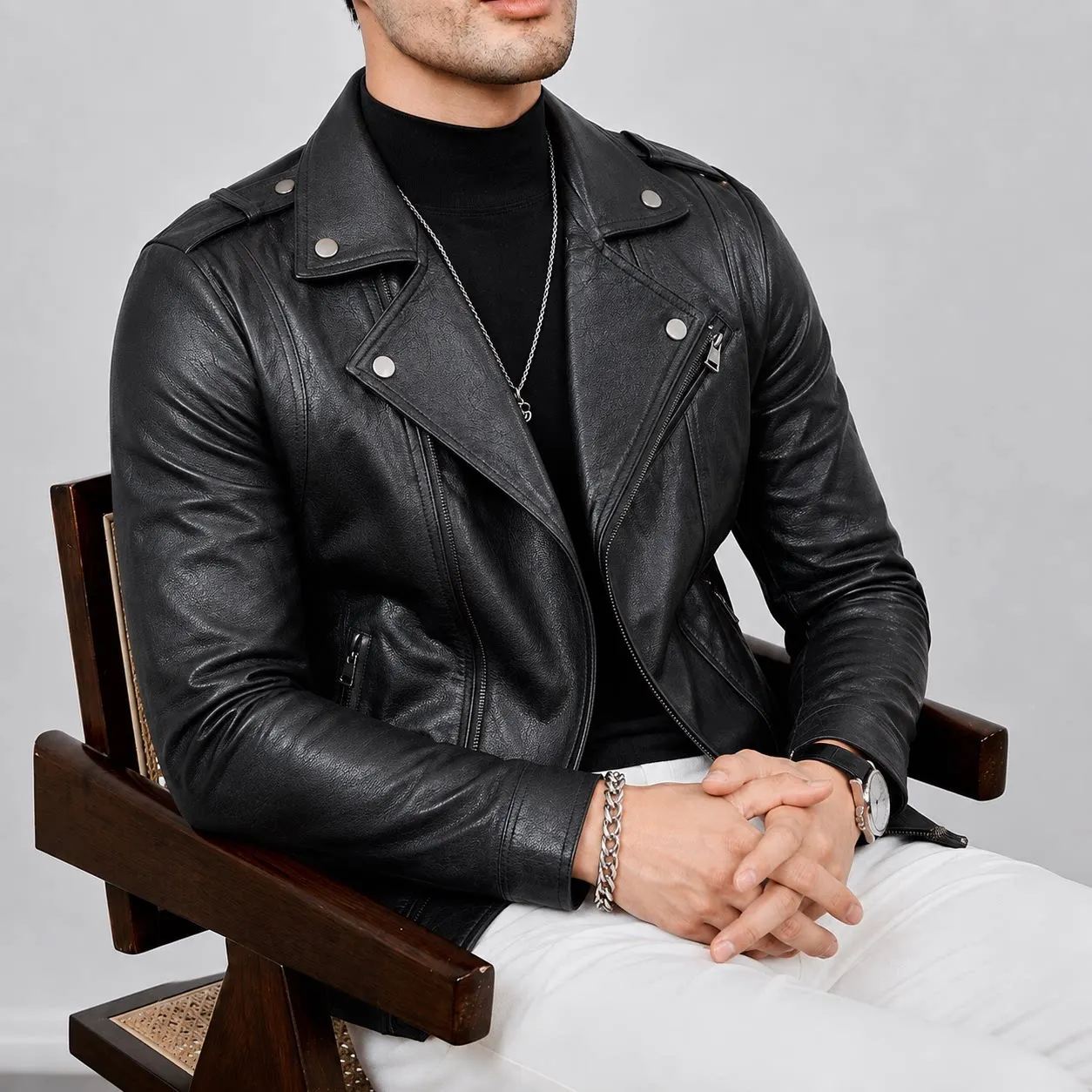 Men's Leather Jacket Coat Retro Trendy Brand Spring Collection Biker Style Winter Outerwear Top for Men