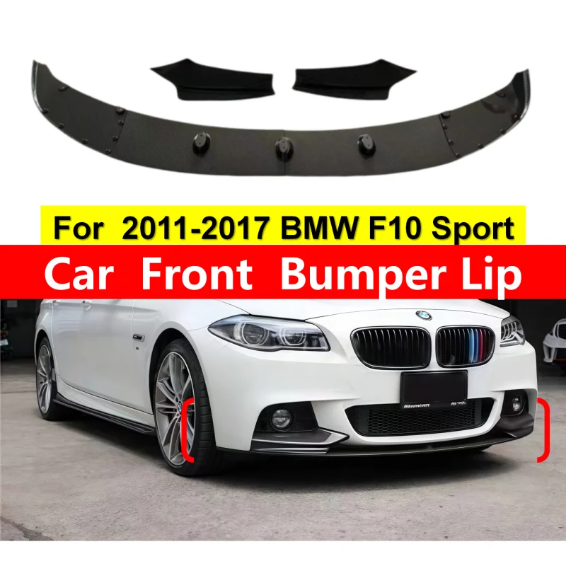 

F10 front lip black 4 parts carbon bumper plug separator for BMW 5 series F10 F11 2011-2017 520i 530i 535i 530d M Sport only
