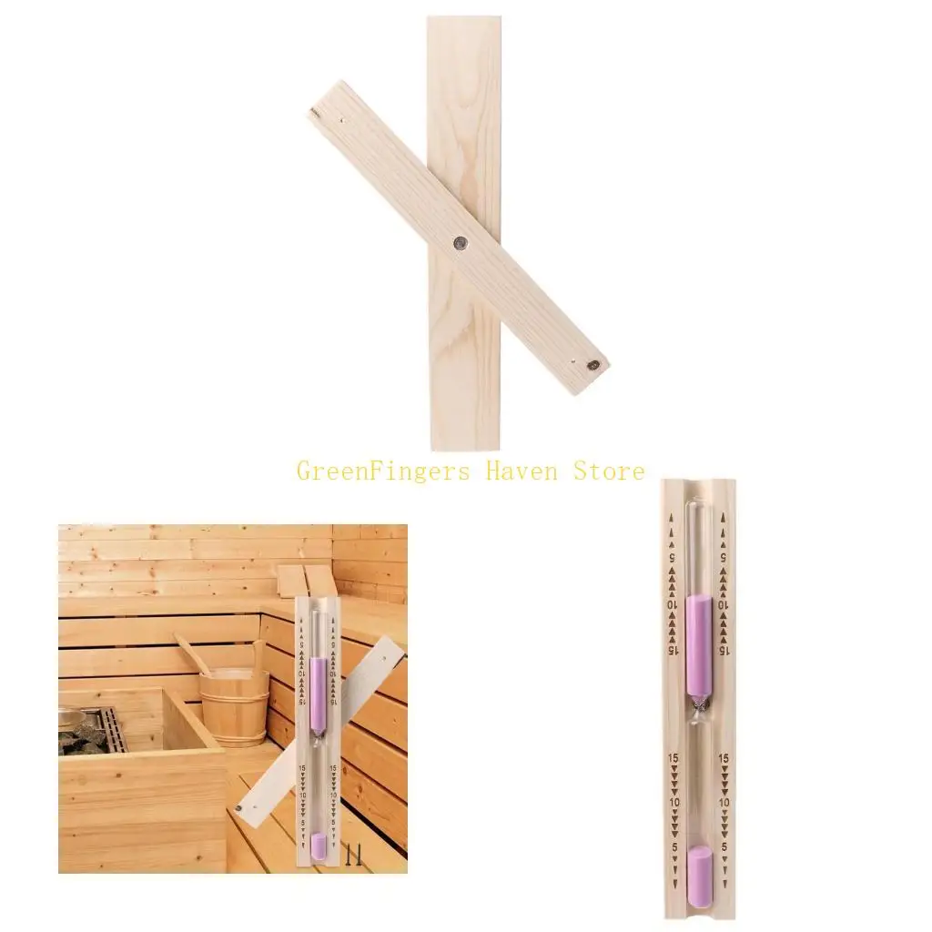 

F68D Wooden Sauna Hourglass 15 Minutes Sand Timer Countdown Clock Rotating Heat Resistant For Sauna SPA Room