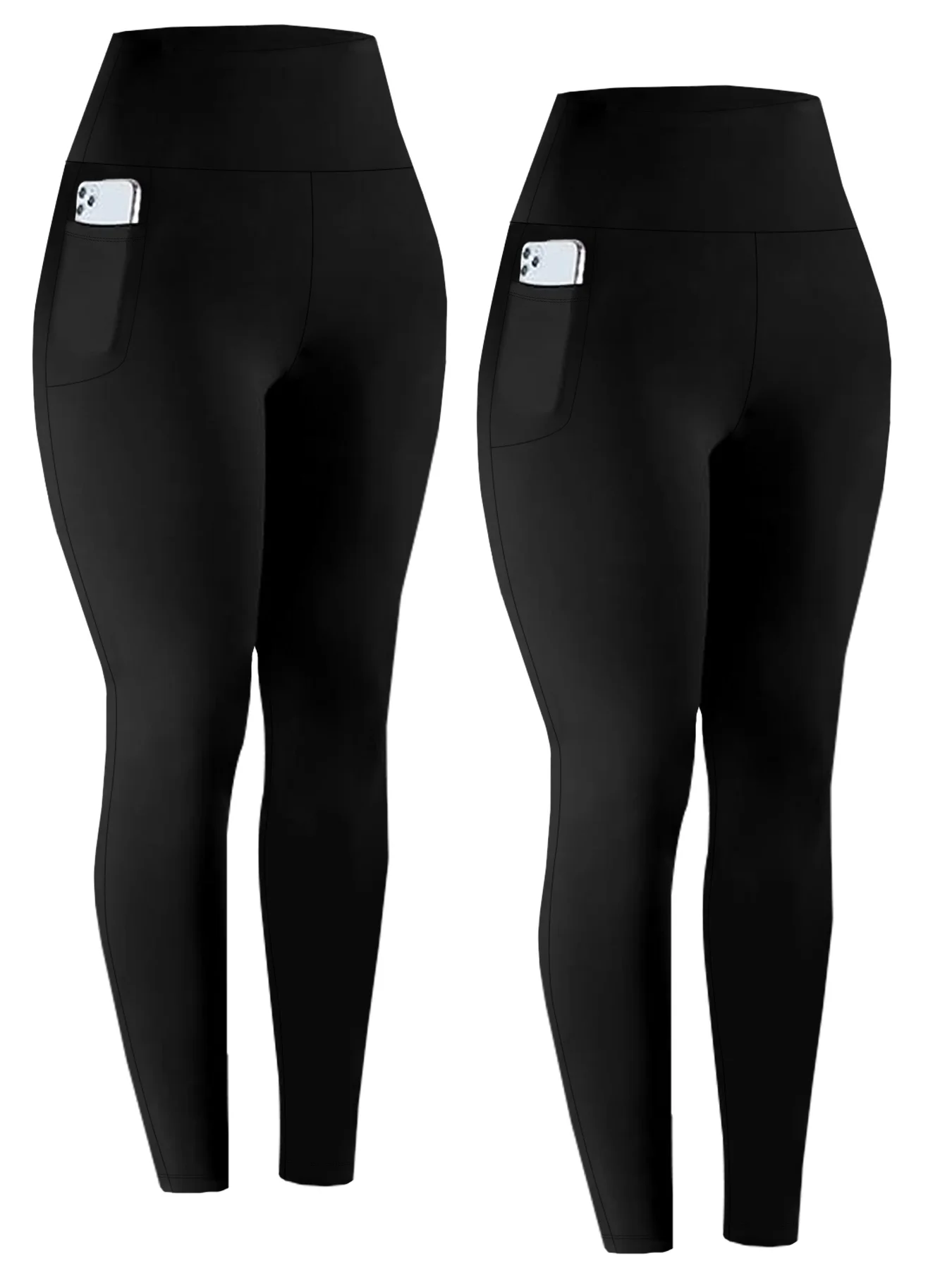 

Комплект из 2-х женских супермягких леггинсов с карманами, с высокой талией, с эффектом утяжки живота, для йоги, тренировок, бега, домашнего и повседневного ношения