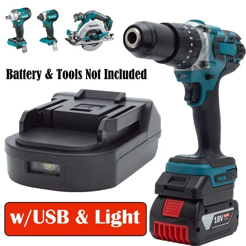 

Battery Adapter Converter For Bosch 18V Lithium To for Makita 18V BL Power Tools w/USB & LED Light (No Battery)