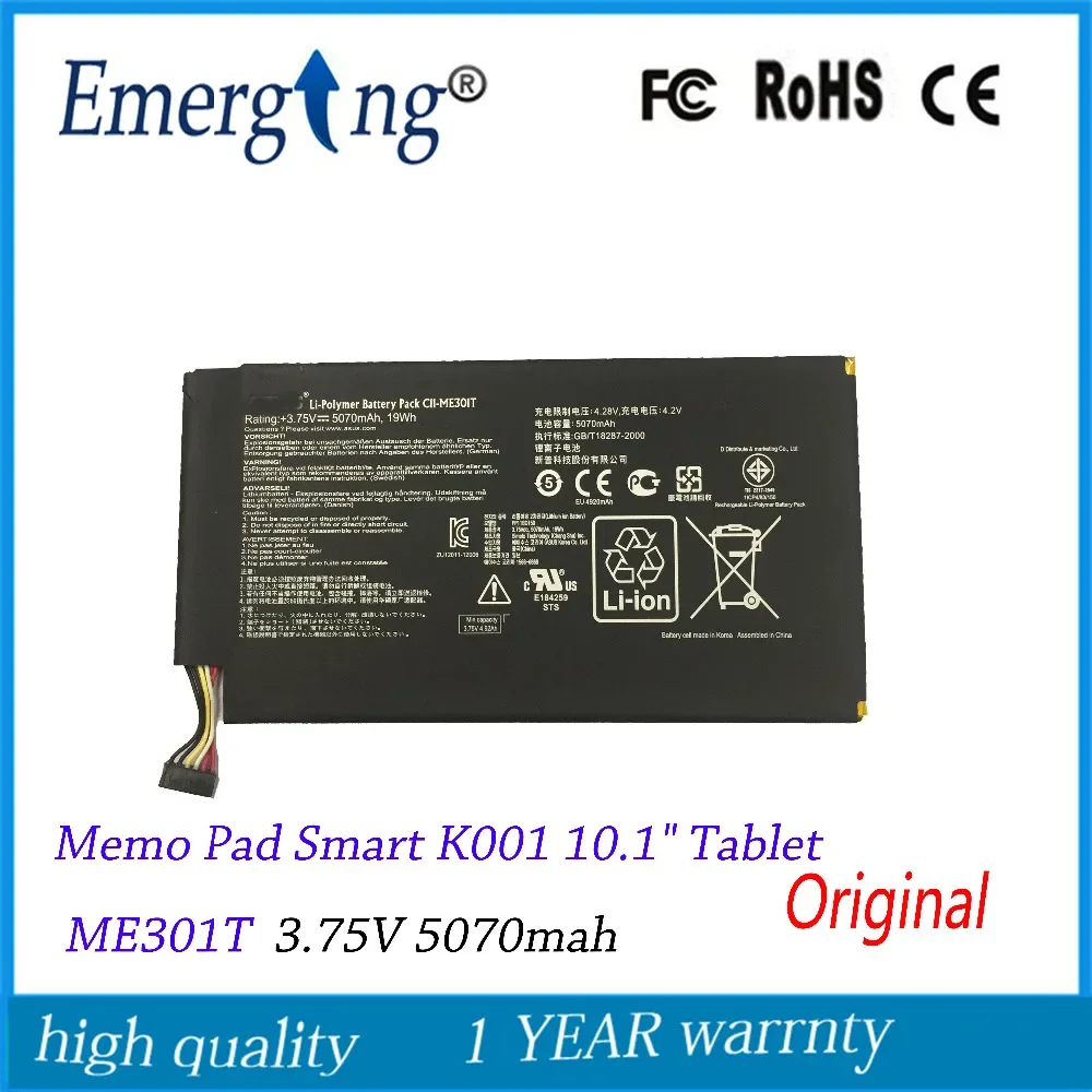 

3.75V 5070Mah Tablet Battery for ASUS Memo Pad Smart K001 10.1" Tablet C11-ME301T ME301T