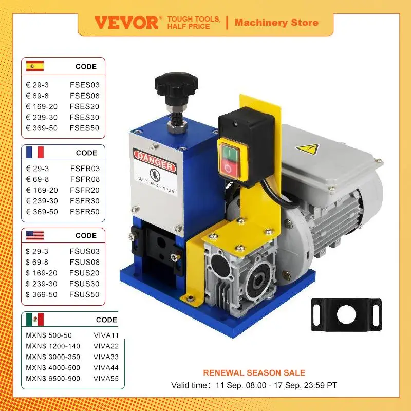 VEVOR Pelacable Eléctrico, Máquina Pelacables Automático de Metal Chatarra de Cobre, Pelacable Eléctrico, Pelacable Portátil, Máquina para el