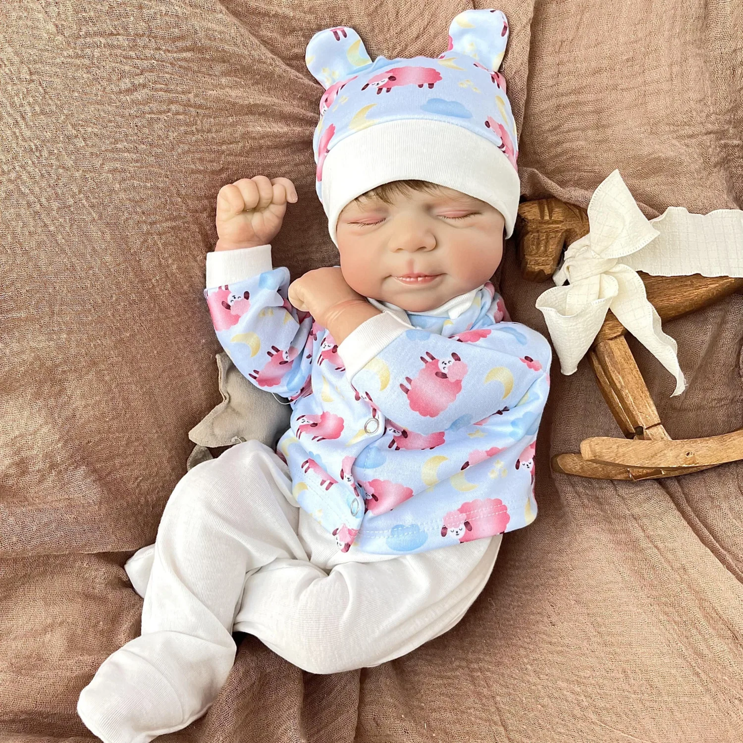 

BZDOLL 19INCH Alive 48cm Soft Touch Vinyl Reborn Baby Doll 3D-Skin with Visible Veins Cloth Body Toy Newborn Kid Birthday Gift