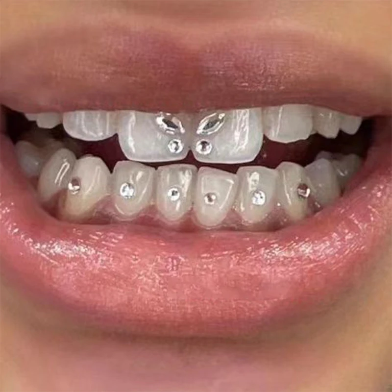 Fresa de diamante de 10 piezas para blanqueamiento Dental, adorno de cristal acrílico para dentadura, decoración de dientes, higiene bucal