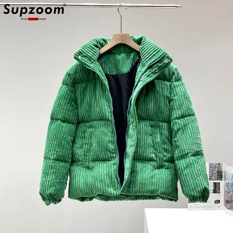 Supzoom-Jaqueta retrô de veludo de veludo masculino, colarinho acolchoado, algodão acolchoado, grosso, bonito, casual, roupas populares, masculino, inverno, nova chegada