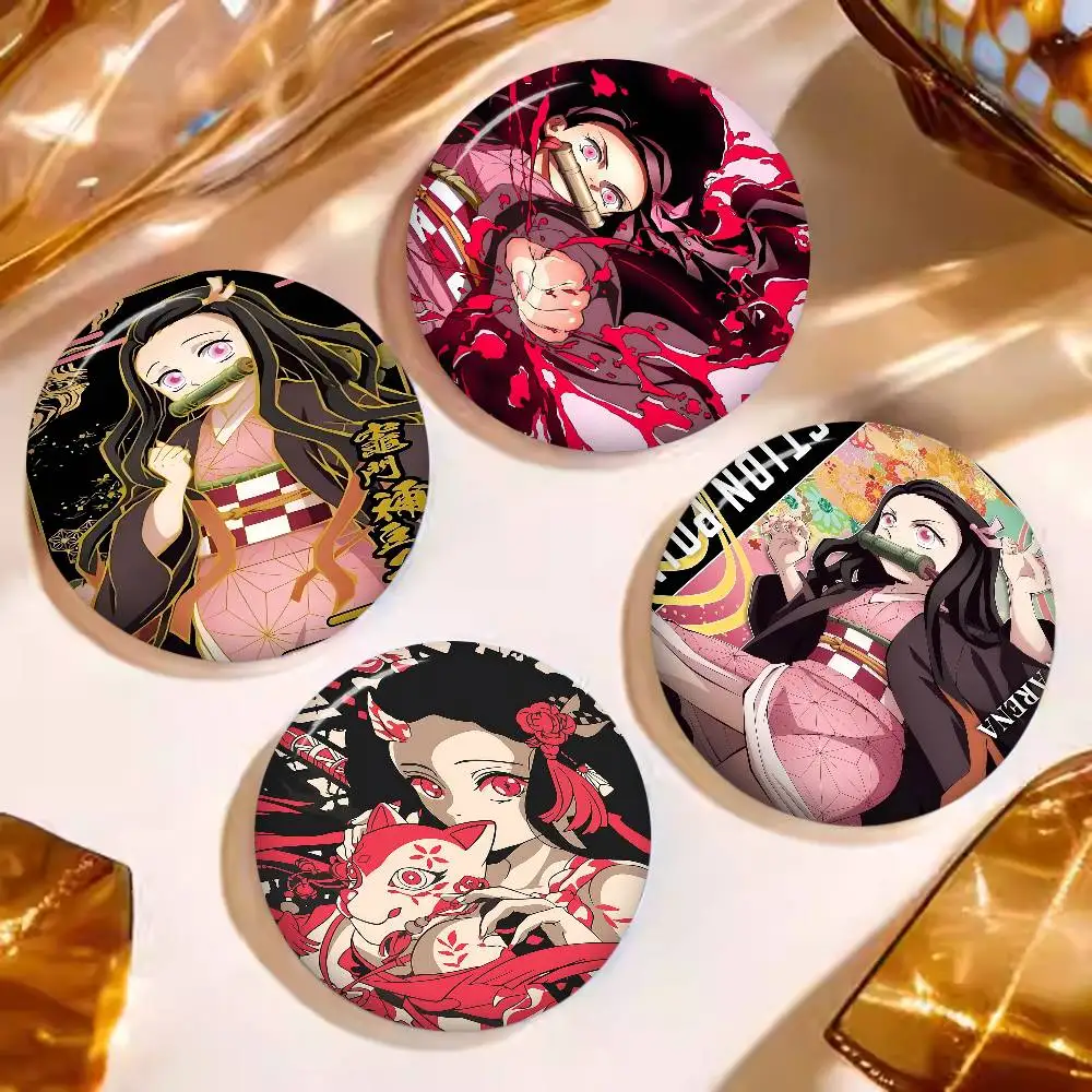 Demon Slayer Nezuko Kamado Cartoon Anime Button Pin Handmade Brooch for Clothes Cartoon Backpack Decoration Jewelry Accessories