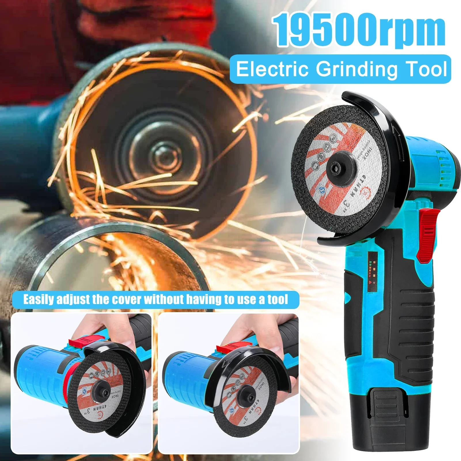 19500RPM Cordless Electric Angle Grinder 12V Rechargeable Mini Polishing Grinding Machine Multifunction Diamond Cutting amabilis