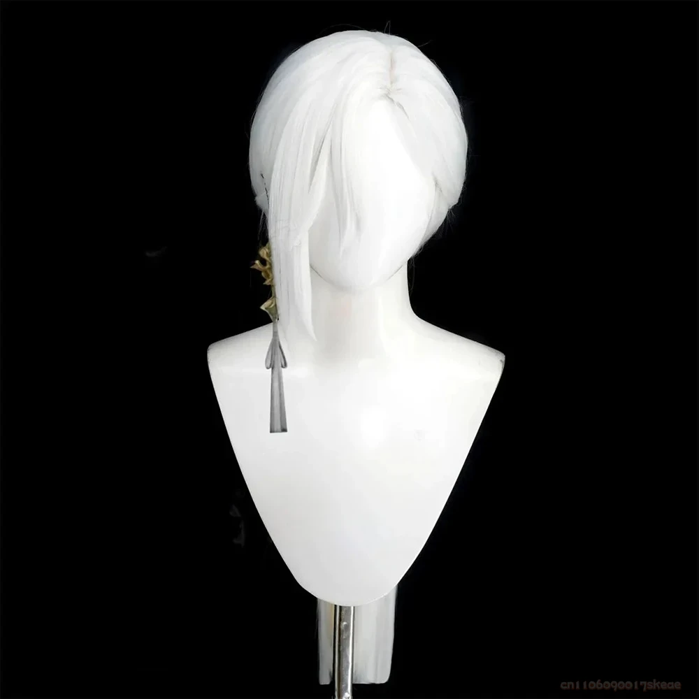 Peruka do cosplayu maski F z gry SILENT HILL, męska/damska, biała, długa, odporna na ciepło, syntetyczna, rekwizyt na Halloween.