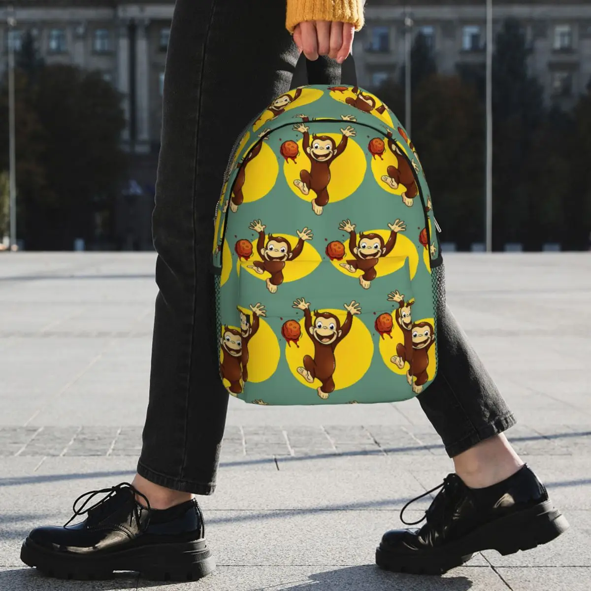 Curious George Monkey Happynes Backpack Student BookBag Men Women School Bag Laptop Shoulder Bags