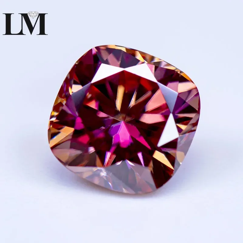 

Moissanite Diamond Watermelon Red Color Cushion Cut Lab Grow Gemstone DIY Advanced Jewelry Making Materials With GRA Certificate