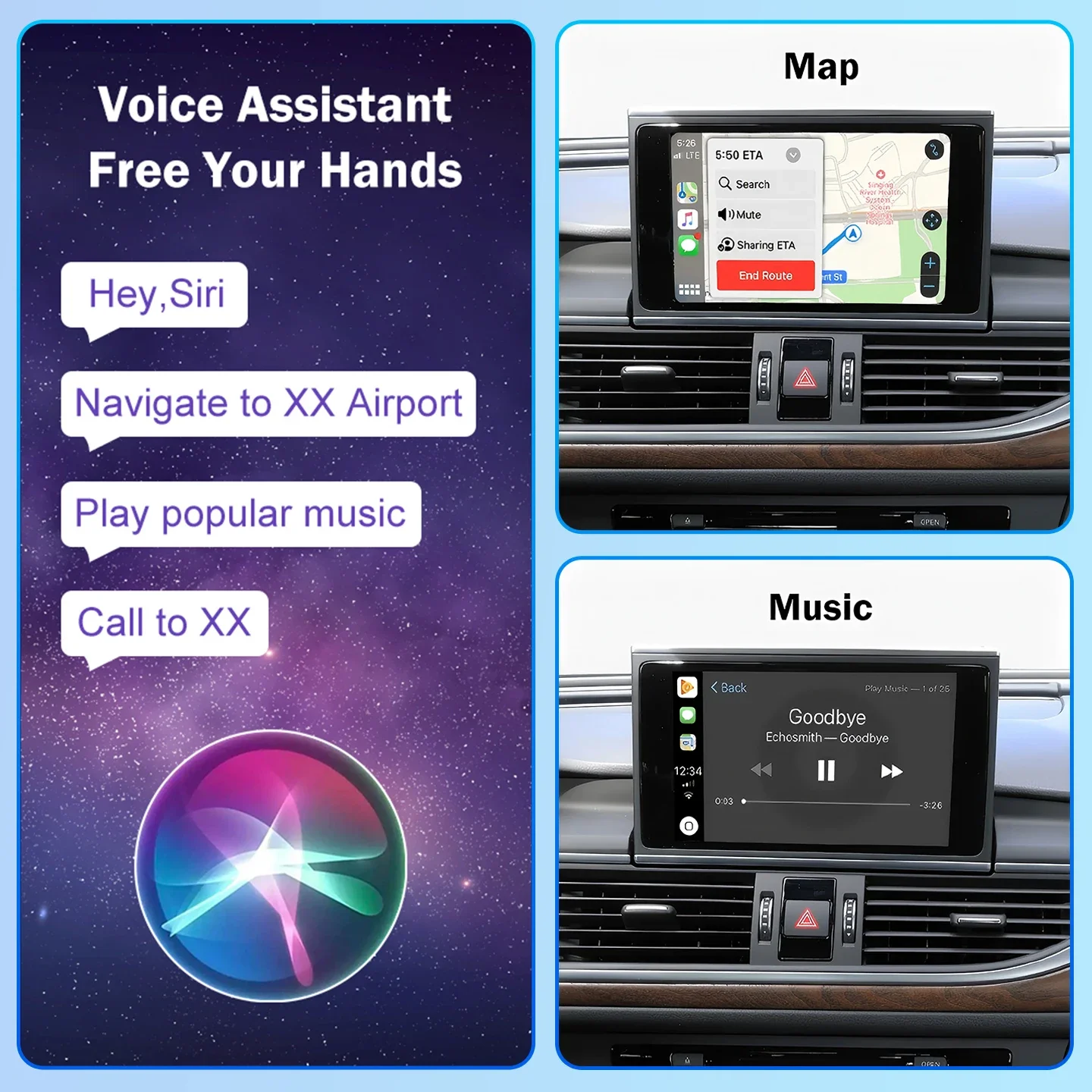 Wireless CarPlay Android Auto Interface Module for Audi A6L and A7 (Model Years 2012–15)OEM System Upgrade Enabling CarPlay