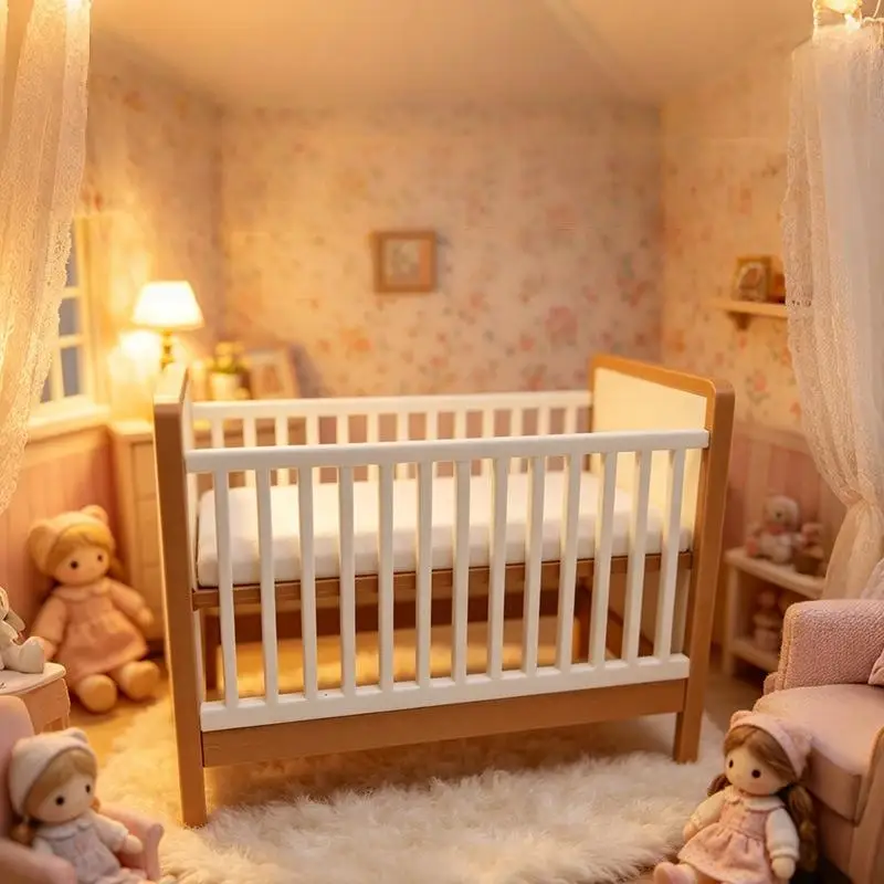 1Pcs Dolls Home Direct Drinking Cup Decor Accessory Dollhouse Miniature Plastic Baby Bed Model Nursery Simulation Crib