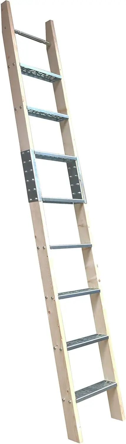 

120" Home Office Library Stepladder Unfinished Pine Wood Ladder