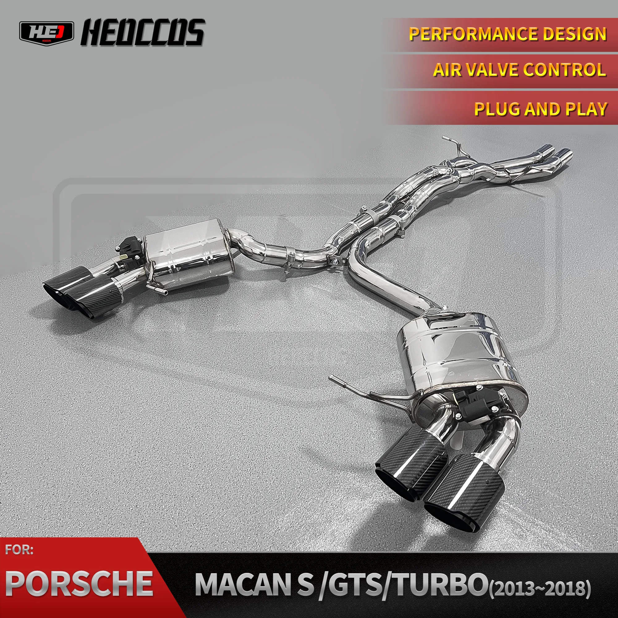 

X-pipe performance valve exhaust for Porsche Macan S/GTS Turbo 3.0T 3.6T Catback, 304 stainless steel Pleasing sound