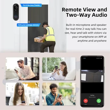 1080P 2.4Ghz WiFi Wireless 5000mAh Battery Smart Video Audio Doorbell IP65 Outdoor PIR Door Bell Camera Doorbell Free Cloud Storage