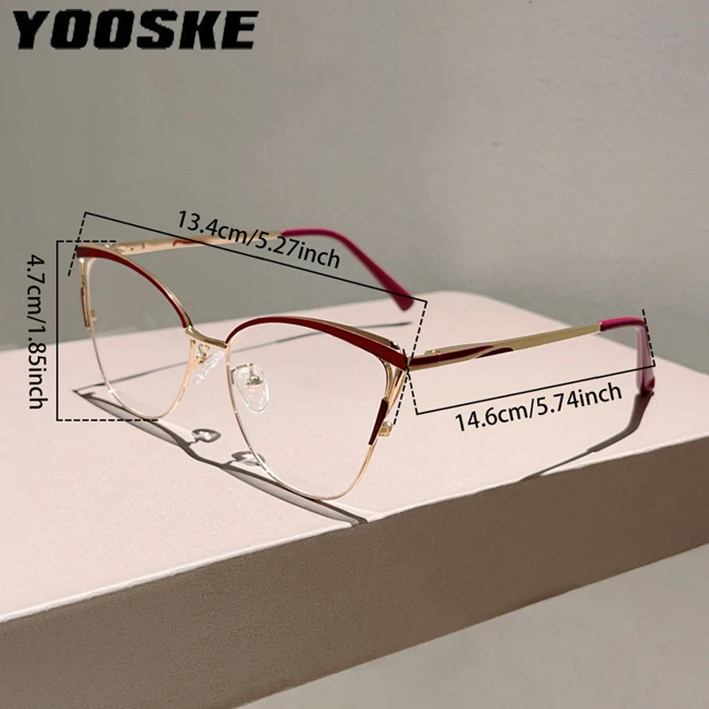 Monturas de gafas de protección contra luz azul Retro YOOSKE, gafas sin receta, nuevas monturas de gafas de Metal ultraligeras, gafas de ojo de gato