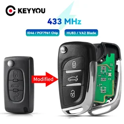 KEYYOU 433Mhz ASK/FSK Remote Key ID46 For Peugeot 207 Partner For Citroen C2 C3 C4 C5 Berlingo Picasso CE0523 CE0536