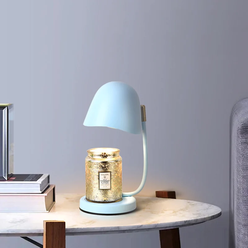 달걀 껍질 그늘 열 조명 아로마 디밍 침대 옆 촛불 따뜻한 디밍이 가능한 램프 금속 왁스 용융 따뜻한 전구 2개 포함