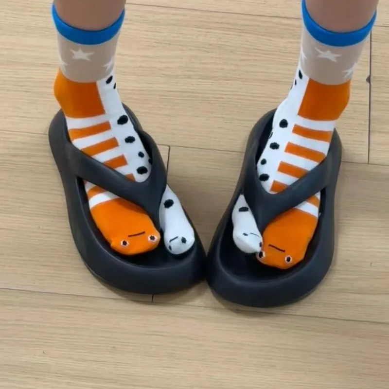 Neue 2-Paar niedliche, aalförmige, getrennte Zehensocken für Mädchen, lustige, tägliche Heimgebrauch, dünne Baumwoll-Mid-Tube-Paarsocken