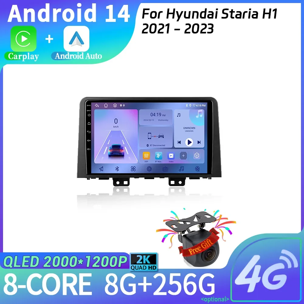 Android 14 For Hyundai Staria H1 2021 - 2023  Multimedia Navigation Wireless Carplay Stereo Screen Car Radio