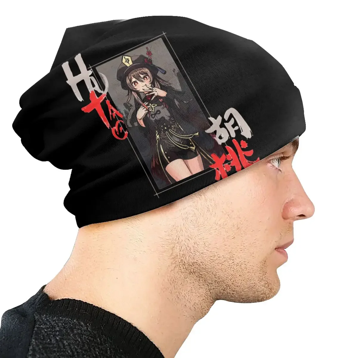 Hu Tao Genshin Impact Skullies Beanies Anime Game Hat Casual Outdoor Unisex Caps Summer Warm Multifunction Bonnet Knitting Hats image 4
