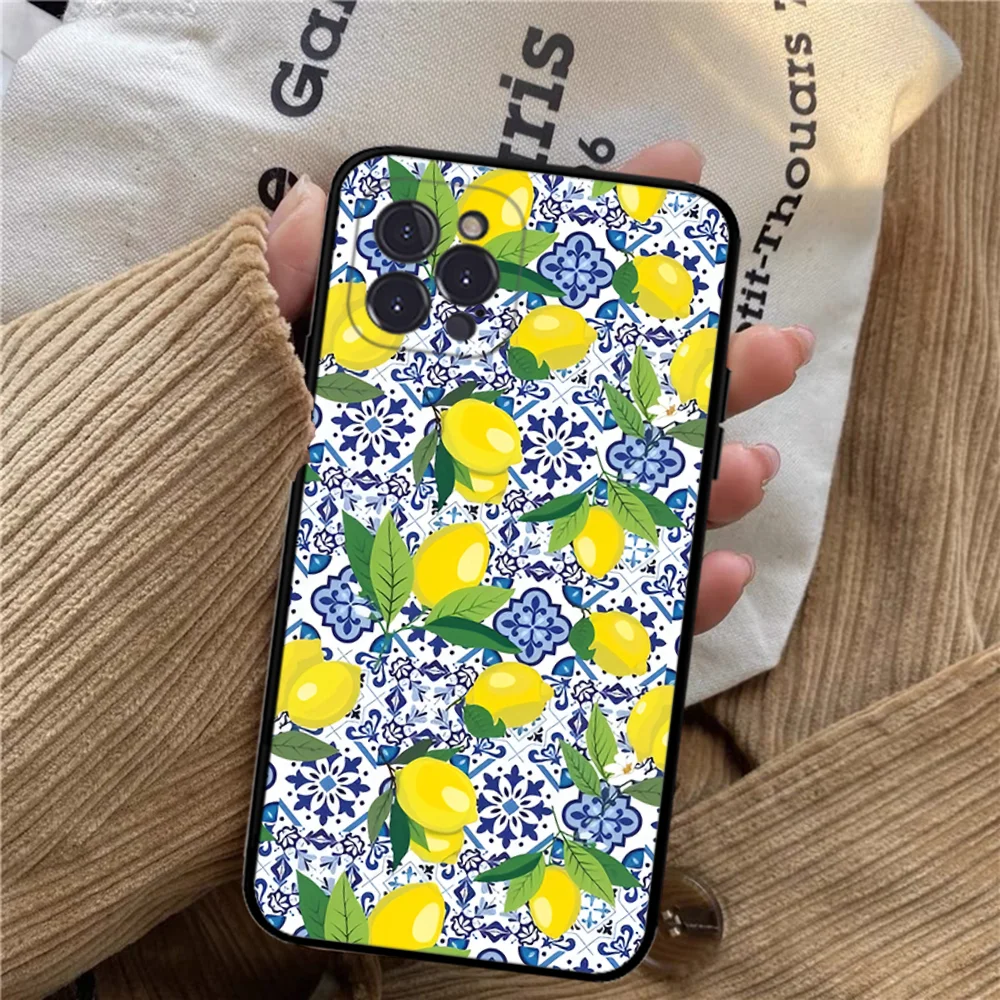 Mediterranean Lemon Phone Case For iPhone 15 14 11 12 13 Mini Pro XS Max Cover 6 7 8 Plus X XR SE 2020 Funda Shell