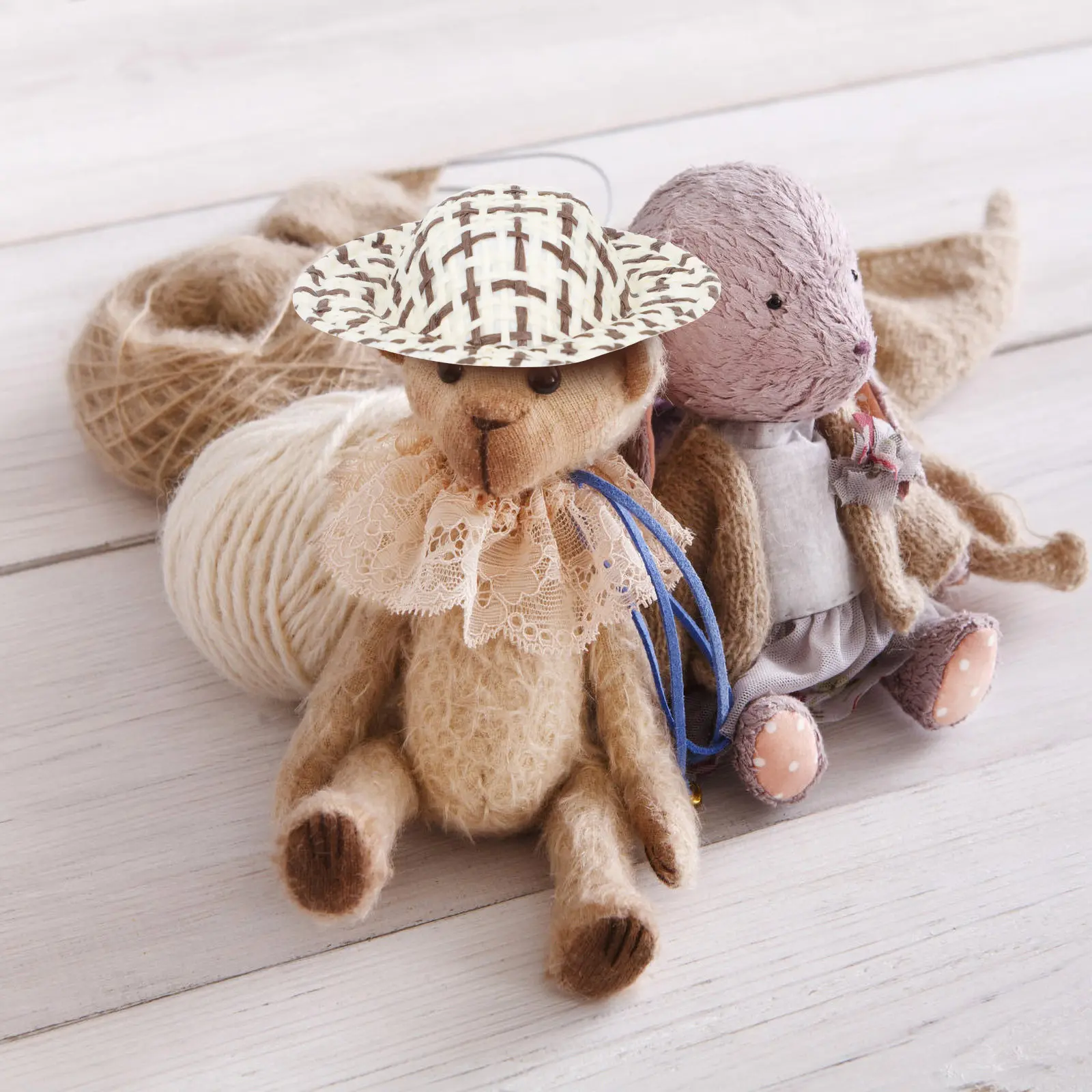 20Pcs Miniature Woven Straw Hats Small Hat DIY Prop Creative Craft Decoration Photo Accessory Woven Hats Small Hat