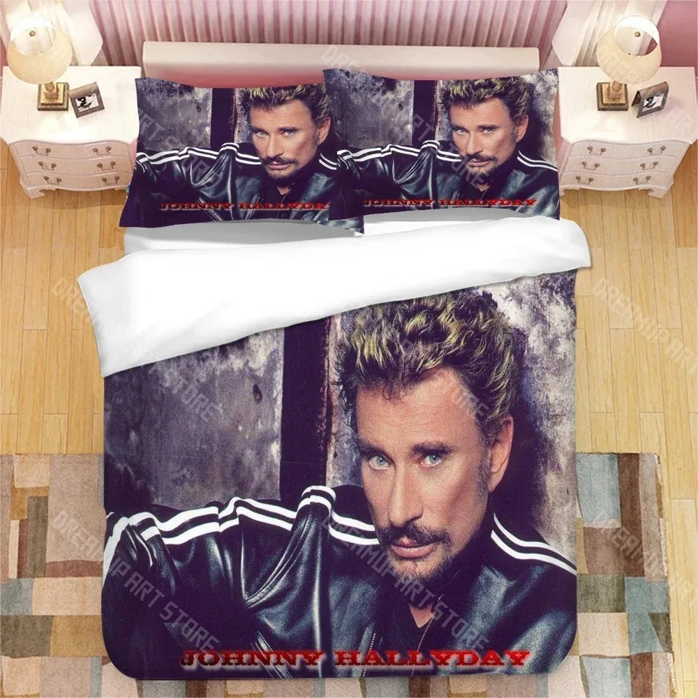 3D Print Johnny Hallyday Rock Singer Bedding Set for Boys Girls Duvet Cover Pillowcase Twin Queen King Full Single Double Sizes