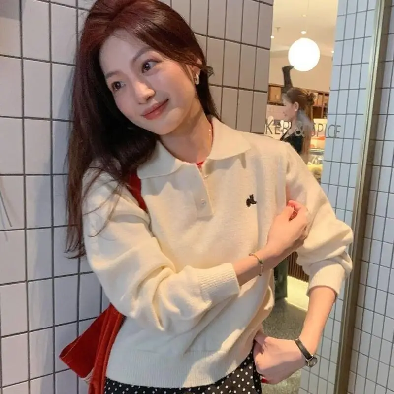 Frau Outdoor Top Kleidung Herbst Klassische Freizeit Täglich Strickwaren Pullover Neue Süße Nette Frische Kawaii Vielseitig Kurze Pendeln