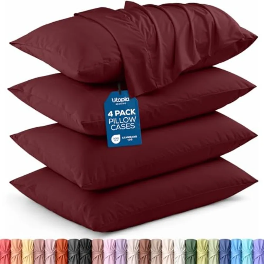 

Queen Pillow Cases - 4 Pack - Envelope Closure - Soft Brushed Microfiber Fabric - Shrinkage and Fade Resistant Pillow Covers Qu