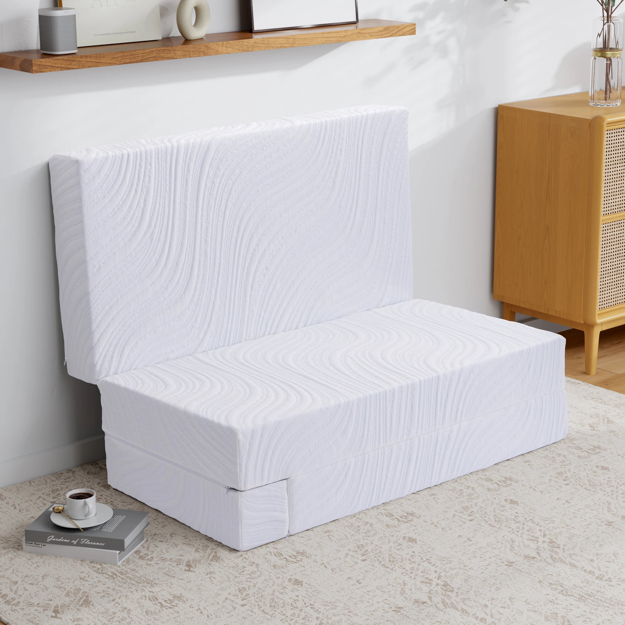 Twirest Klappmatratze 3‑fach faltbar, 15 cm Dicke, 75 x 195 cm, Memory‑Schaum Matratze, Zweischichtiger Aufbau, Gästematratze für Boden‑ & Gastbett