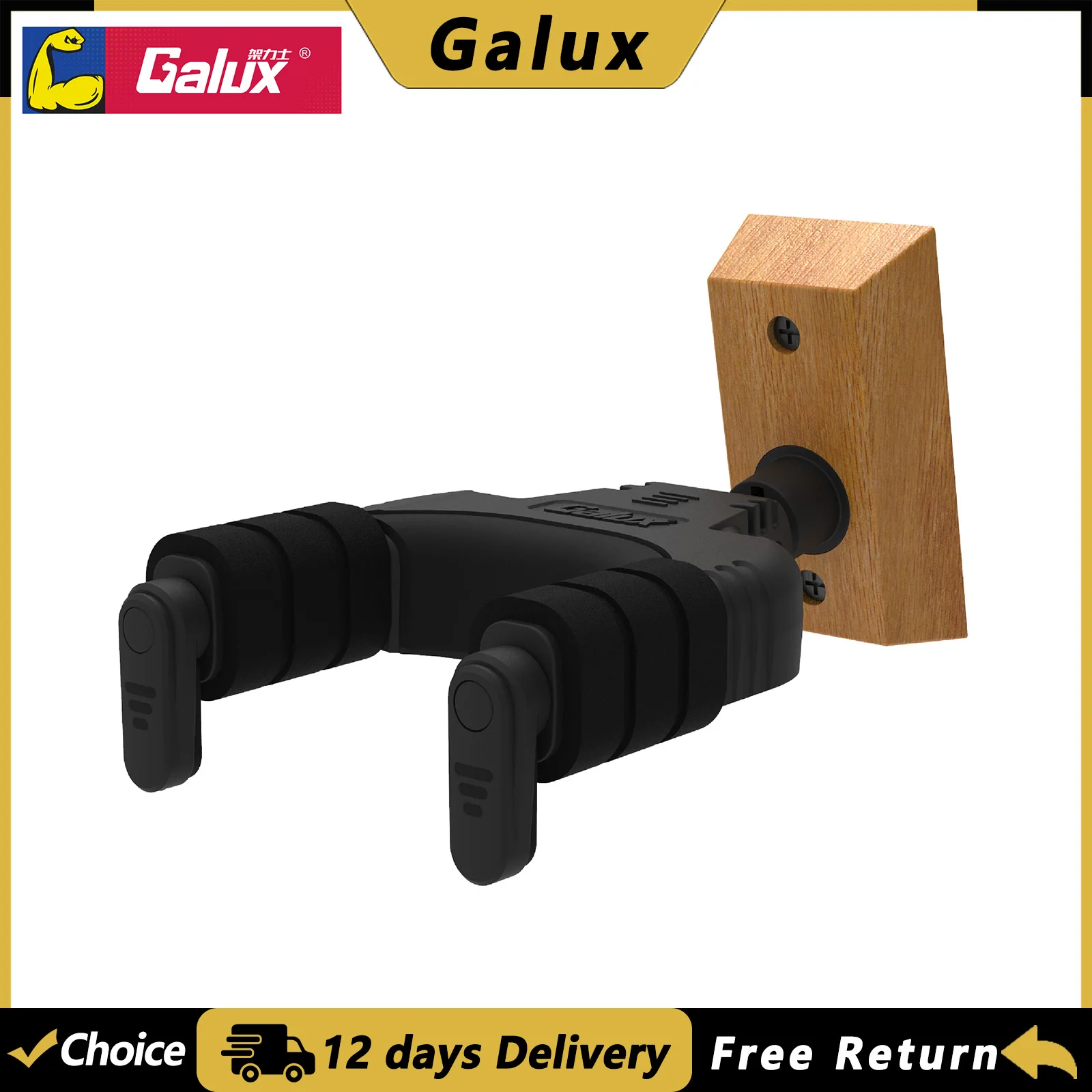 GALUX GH-110W Guitar Wall Holder Mount Stand Zinc Alloy Gravity Self-Locking Guitar Hook Wall Hangers Guitar Parts & Accessories