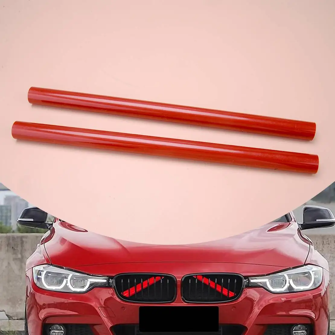 Car Front Grille Trim Strip Bar Cover V Brace Fit for BMW 1 2 3 4 Series E60 E65 E66 Red Plastic