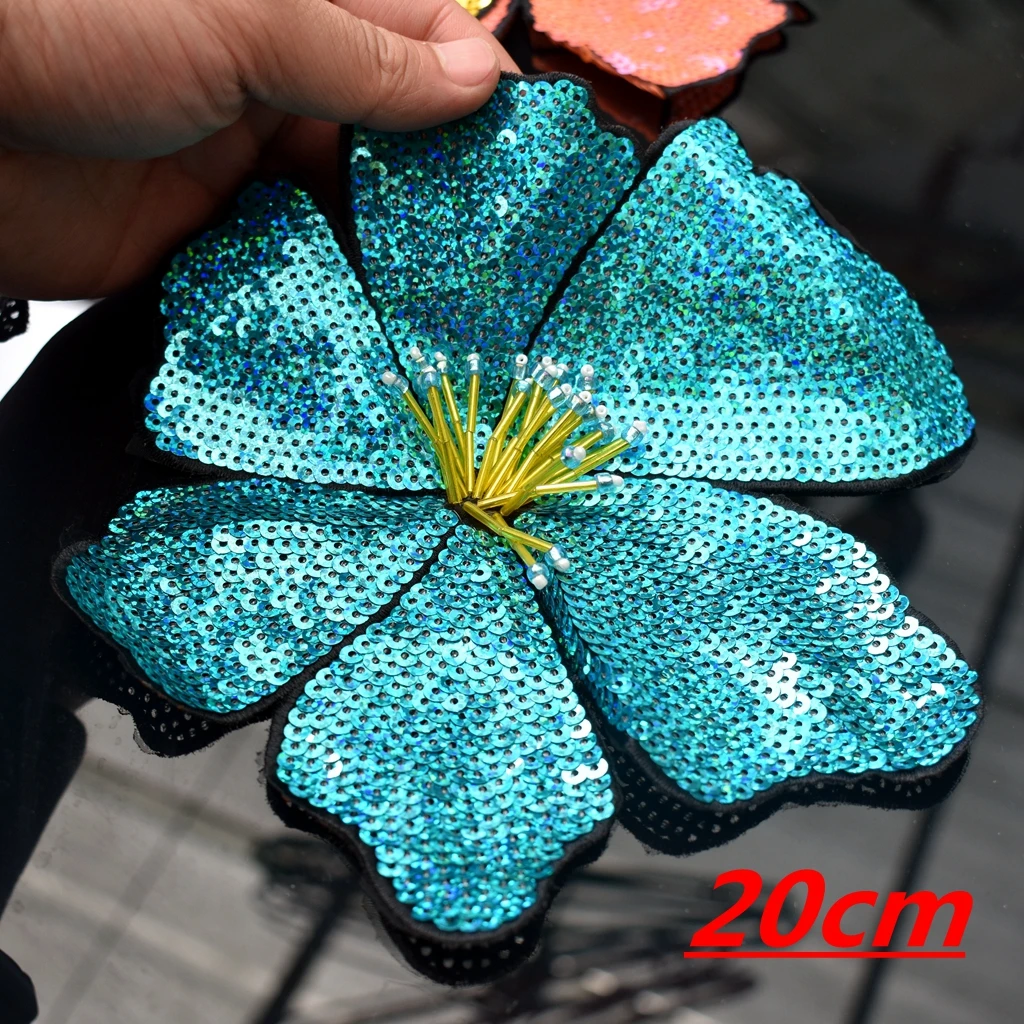 Big Single Layer Handmade Beads Sequins Patch Cloth Decorated With DIY Auxiliary Material Large Repair Hole Applique