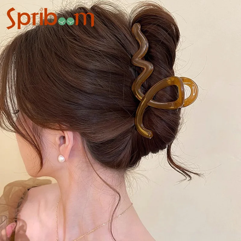 

Trendy Wavy Hair Clips for Women Temperament French Large Hair Claws Clip 2024 Korean Hair Accessories Girls Headdress Gifts