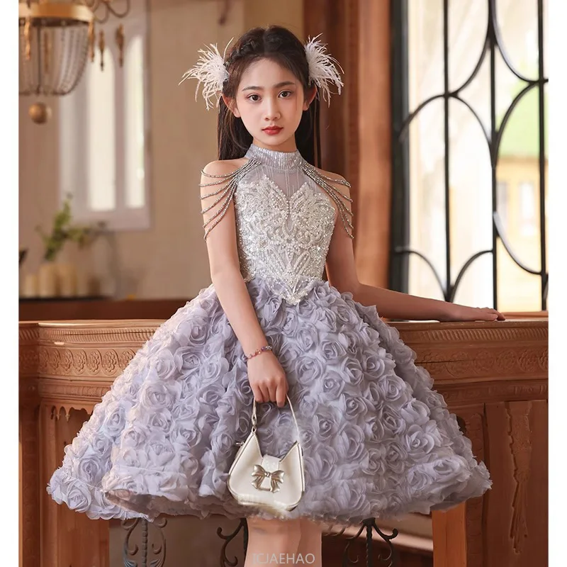 

Girls Princess Dress Birthday Party Pageant Gown Kids Piano Recital Flower Short Dress Kids Formal Outfit Summer Costume Dresses