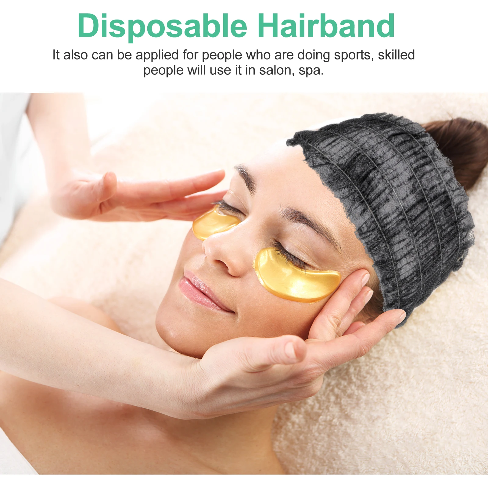 

100pcs Disposable Non Woven Hairband Spa Head Wrap Skin Breathable Stretch Fabric Wide Bands For Women Girls Salon