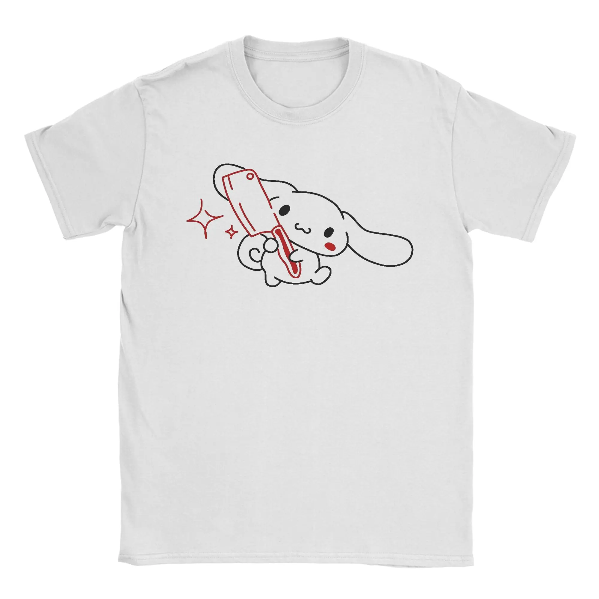 

Cinnamoroll Holding A Knife T Shirt Summer Trending T Shirts Men 100 Cotton Crewneck Plus Size Clothes Short Sleeves Retro Tops
