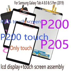 1PCS LCD For Samsung Tab A 8.0 2019 SM-P200 SM-P205 P200 WIFI P205 3G LCD Display Touch Screen Digitizer Panel Assembly