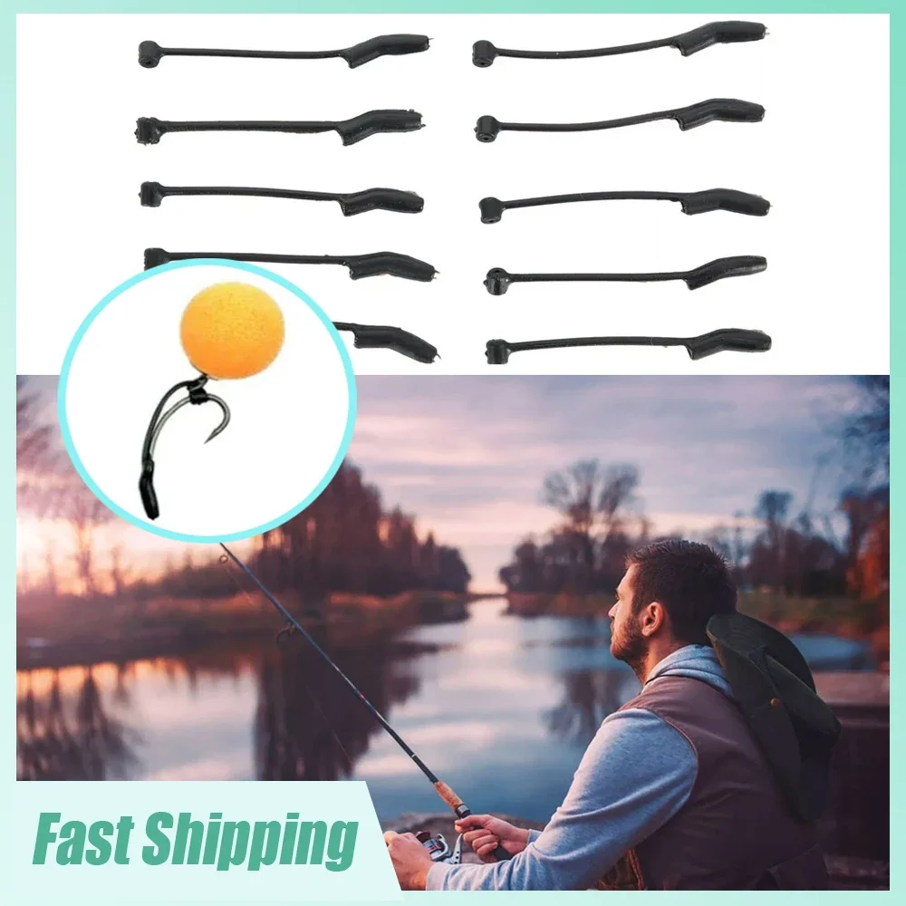 10pcs Carp Fishing Hook Connector Black Fishing Line Anti Tangle Fish Hook Sleeves 29/32mm Fishing D-Rig Tackle Accessories