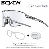 SCVCN Color Photochromic Sunglasses UV400 Cycling Glasses Men Women Running Hiking MTB Road Sports Eyewear Outdoor Red Glasses