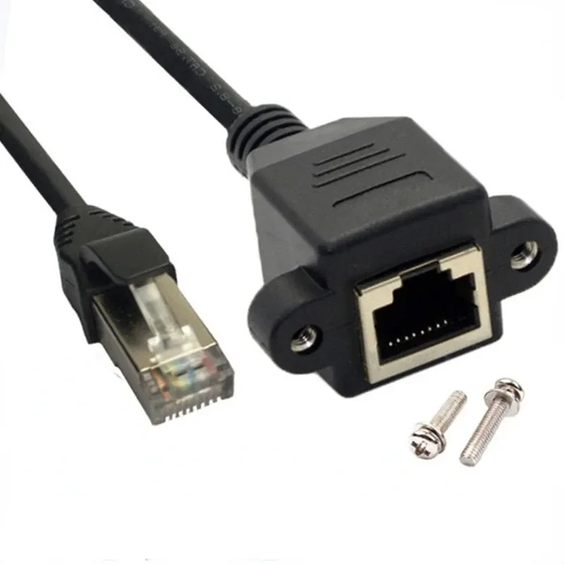 8P8C FTP STP UTP RJ45 Cable Male To Female 100M/1000M Speed Cat5 Cat6e Screw Panel Mount Ethernet LAN Network Extension Cable